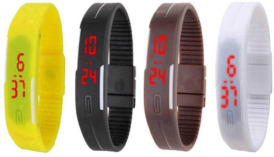 

Kissu Led Magnet Band Combo of 4 Yellow, Black, Brown And White Watch - For Men & Women