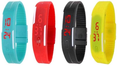 NS18 Silicone Led Magnet Band Combo of 4 Sky Blue, Red, Black And Yellow Digital Watch  - For Boys & Girls   Watches  (NS18)