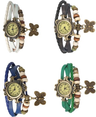 NS18 Vintage Butterfly Rakhi Combo of 4 White, Blue, Black And Green Analog Watch  - For Women   Watches  (NS18)