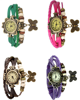 

Kissu Vintage Rakhi Combo of 4 Green, Brown, Pink And Purple Watch - For Women