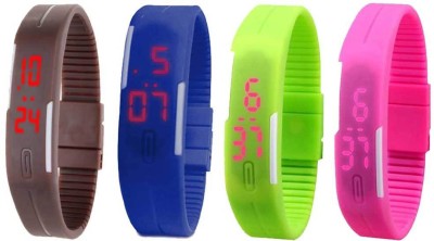 NS18 Silicone Led Magnet Band Combo of 4 Brown, Blue, Green And Pink Digital Watch  - For Boys & Girls   Watches  (NS18)