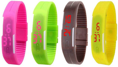 

Kissu Led Magnet Band Combo of 4 Pink, Green, Brown And Yellow Watch - For Men & Women