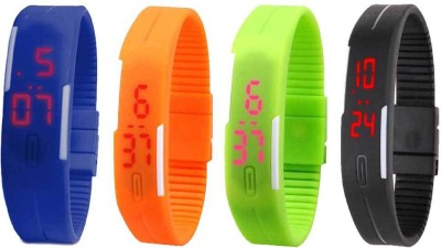 NS18 Silicone Led Magnet Band Combo of 4 Blue, Orange, Green And Black Digital Watch  - For Boys & Girls   Watches  (NS18)