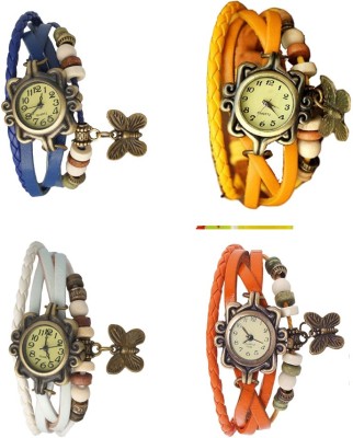 NS18 Vintage Butterfly Rakhi Combo of 4 Blue, White, Yellow And Orange Analog Watch  - For Women   Watches  (NS18)