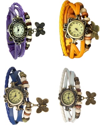 NS18 Vintage Butterfly Rakhi Combo of 4 Purple, Blue, Yellow And White Analog Watch  - For Women   Watches  (NS18)