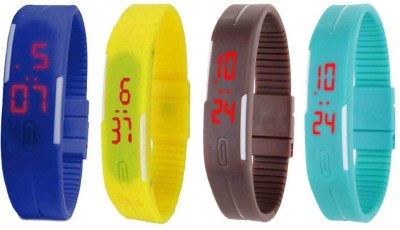 NS18 Silicone Led Magnet Band Watch Combo of 4 Blue, Yellow, Brown And Sky Blue Digital Watch  - For Couple   Watches  (NS18)