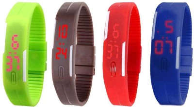 NS18 Silicone Led Magnet Band Combo of 4 Green, Brown, Red And Blue Digital Watch  - For Boys & Girls   Watches  (NS18)