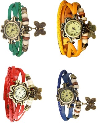 NS18 Vintage Butterfly Rakhi Combo of 4 Green, Red, Yellow And Blue Analog Watch  - For Women   Watches  (NS18)