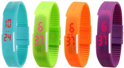 NS18 Silicone Led Magnet Band Watch Combo of 4 Sky Blue, Green, Orange And Purple Digital Watch  - For Couple   Watches  (NS18)