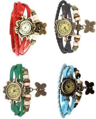 NS18 Vintage Butterfly Rakhi Combo of 4 Red, Green, Black And Sky Blue Analog Watch  - For Women   Watches  (NS18)