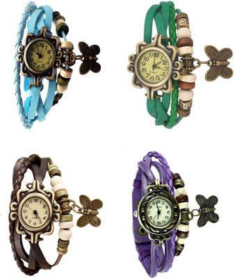 

NS18 Vintage Butterfly Rakhi Combo of 4 Sky Blue, Brown, Green And Purple Watch - For Women