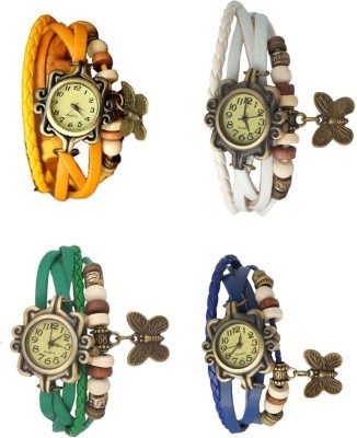 NS18 Vintage Butterfly Rakhi Combo of 4 Yellow, Green, White And Blue Analog Watch  - For Women   Watches  (NS18)