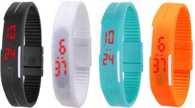 NS18 Silicone Led Magnet Band Combo of 4 Black, White, Sky Blue And Orange Digital Watch  - For Boys & Girls   Watches  (NS18)