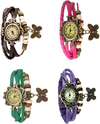 NS18 Vintage Butterfly Rakhi Combo of 4 Brown, Green, Pink And Purple Analog Watch  - For Women   Watches  (NS18)