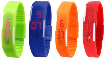 NS18 Silicone Led Magnet Band Watch Combo of 4 Green, Blue, Orange And Red Digital Watch  - For Couple   Watches  (NS18)