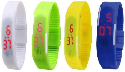 NS18 Silicone Led Magnet Band Combo of 4 White, Green, Yellow And Blue Digital Watch  - For Boys & Girls   Watches  (NS18)