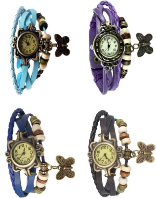 NS18 Vintage Butterfly Rakhi Combo of 4 Sky Blue, Blue, Purple And Black Analog Watch  - For Women   Watches  (NS18)