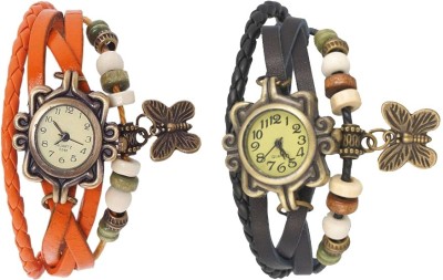 NS18 Vintage Butterfly Rakhi Watch Combo of 2 Orange And Black Analog Watch  - For Women   Watches  (NS18)