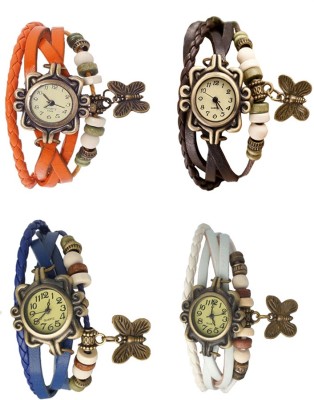 NS18 Vintage Butterfly Rakhi Combo of 4 Orange, Blue, Brown And White Analog Watch  - For Women   Watches  (NS18)