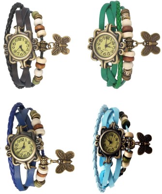 NS18 Vintage Butterfly Rakhi Combo of 4 Black, Blue, Green And Sky Blue Analog Watch  - For Women   Watches  (NS18)