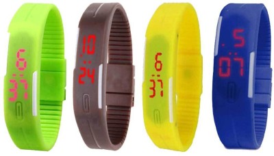 NS18 Silicone Led Magnet Band Combo of 4 Green, Brown, Yellow And Blue Digital Watch  - For Boys & Girls   Watches  (NS18)