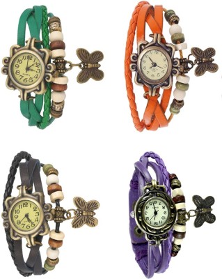 NS18 Vintage Butterfly Rakhi Combo of 4 Green, Black, Orange And Purple Analog Watch  - For Women   Watches  (NS18)