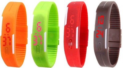 NS18 Silicone Led Magnet Band Combo of 4 Orange, Green, Red And Brown Digital Watch  - For Boys & Girls   Watches  (NS18)