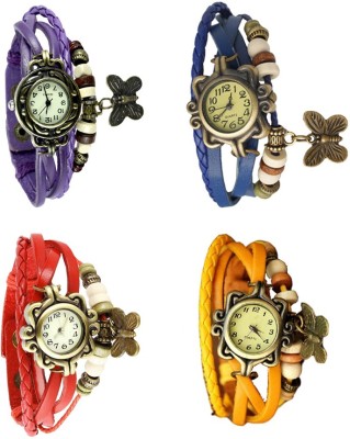 NS18 Vintage Butterfly Rakhi Combo of 4 Purple, Red, Blue And Yellow Analog Watch  - For Women   Watches  (NS18)