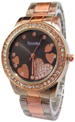 SPINOZA sooms coper and silver metal belt with black beautiful diamonds studded dial Analog Watch  - For Women   Watches  (SPINOZA)