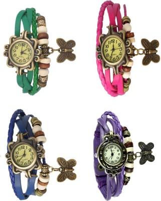 NS18 Vintage Butterfly Rakhi Combo of 4 Green, Blue, Pink And Purple Analog Watch  - For Women   Watches  (NS18)