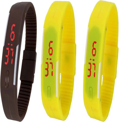 Twok Combo of Led Band Brown + Yellow + Yellow Digital Watch  - For Men & Women   Watches  (Twok)