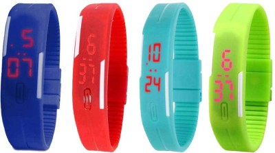 NS18 Silicone Led Magnet Band Combo of 4 Blue, Red, Sky Blue And Green Digital Watch  - For Boys & Girls   Watches  (NS18)
