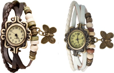NS18 Vintage Butterfly Rakhi Watch Combo of 2 Brown And White Analog Watch  - For Women   Watches  (NS18)
