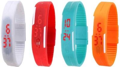 NS18 Silicone Led Magnet Band Combo of 4 White, Red, Sky Blue And Orange Digital Watch  - For Boys & Girls   Watches  (NS18)