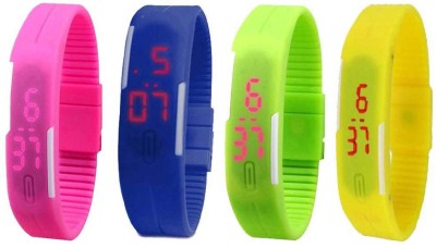 NS18 Silicone Led Magnet Band Combo of 4 Pink, Blue, Green And Yellow Digital Watch  - For Boys & Girls   Watches  (NS18)