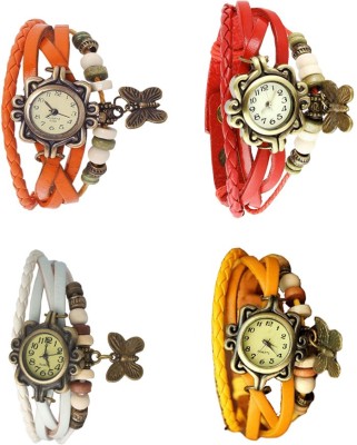 NS18 Vintage Butterfly Rakhi Combo of 4 Orange, White, Red And Yellow Analog Watch  - For Women   Watches  (NS18)