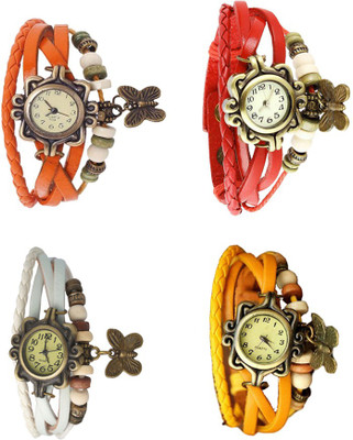 NS18 Vintage Butterfly Rakhi Combo of 4 Orange, White, Red And Yellow Analog Watch  - For Women   Watches  (NS18)