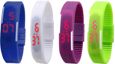 

Kissu Led Magnet Band Combo of 4 Blue, White, Purple And Green Watch - For Men & Women