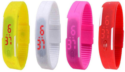 

Kissu Led Magnet Band Combo of 4 Yellow, White, Pink And Red Watch - For Men & Women