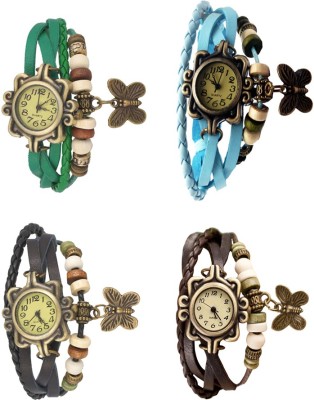NS18 Vintage Butterfly Rakhi Combo of 4 Green, Black, Sky Blue And Brown Analog Watch  - For Women   Watches  (NS18)