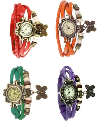 NS18 Vintage Butterfly Rakhi Combo of 4 Red, Green, Orange And Purple Analog Watch  - For Women   Watches  (NS18)