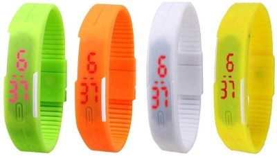 NS18 Silicone Led Magnet Band Combo of 4 Green, Orange, White And Yellow Digital Watch  - For Boys & Girls   Watches  (NS18)