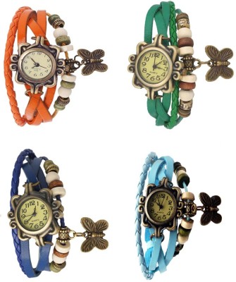 NS18 Vintage Butterfly Rakhi Combo of 4 Orange, Blue, Green And Sky Blue Analog Watch  - For Women   Watches  (NS18)