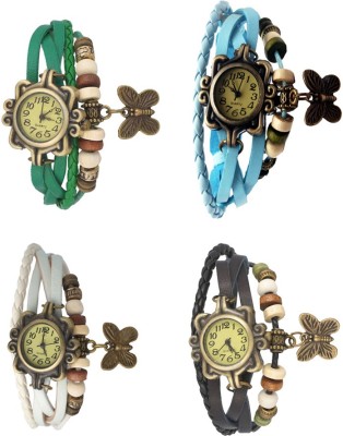NS18 Vintage Butterfly Rakhi Combo of 4 Green, White, Sky Blue And Black Analog Watch  - For Women   Watches  (NS18)