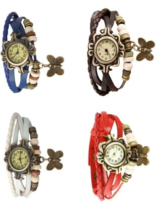 NS18 Vintage Butterfly Rakhi Combo of 4 Blue, White, Brown And Red Analog Watch  - For Women   Watches  (NS18)