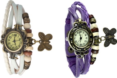 NS18 Vintage Butterfly Rakhi Watch Combo of 2 White And Purple Analog Watch  - For Women   Watches  (NS18)