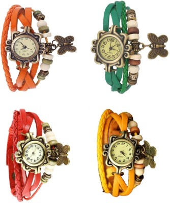NS18 Vintage Butterfly Rakhi Combo of 4 Orange, Red, Green And Yellow Analog Watch  - For Women   Watches  (NS18)