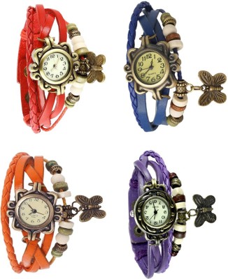 NS18 Vintage Butterfly Rakhi Combo of 4 Red, Orange, Blue And Purple Analog Watch  - For Women   Watches  (NS18)
