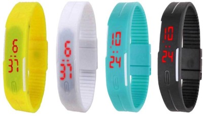 NS18 Silicone Led Magnet Band Combo of 4 Yellow, White, Sky Blue And Black Digital Watch  - For Boys & Girls   Watches  (NS18)