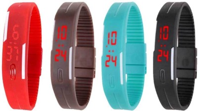 NS18 Silicone Led Magnet Band Combo of 4 Red, Brown, Sky Blue And Black Digital Watch  - For Boys & Girls   Watches  (NS18)